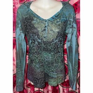 🩵💙 Y2K Elegant Paisley Hooded Top